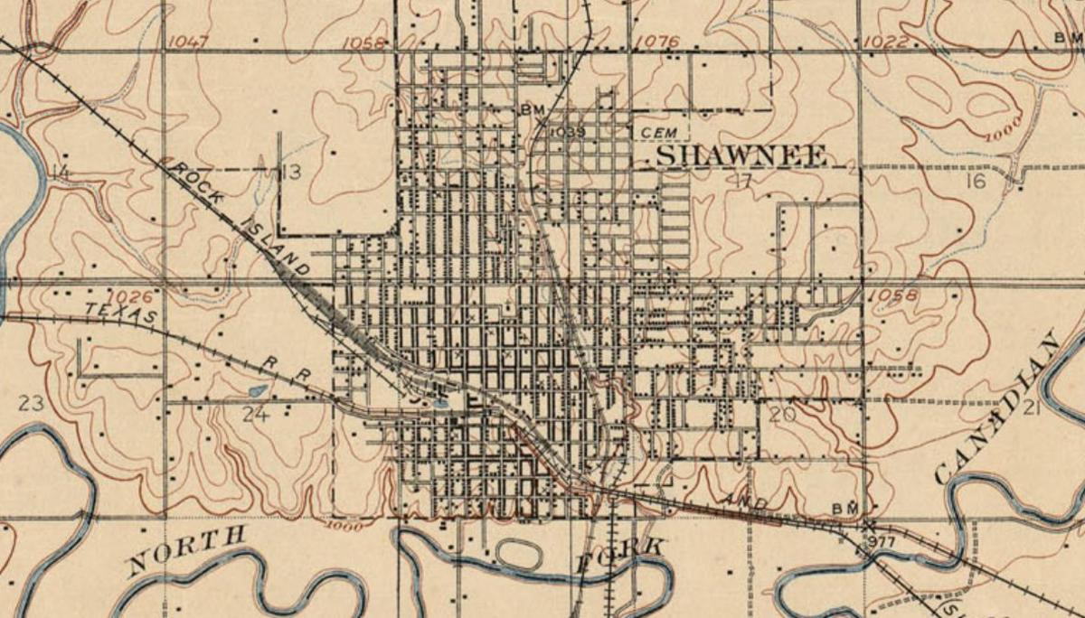 Map of Shawnee, Oklahoma, 1900