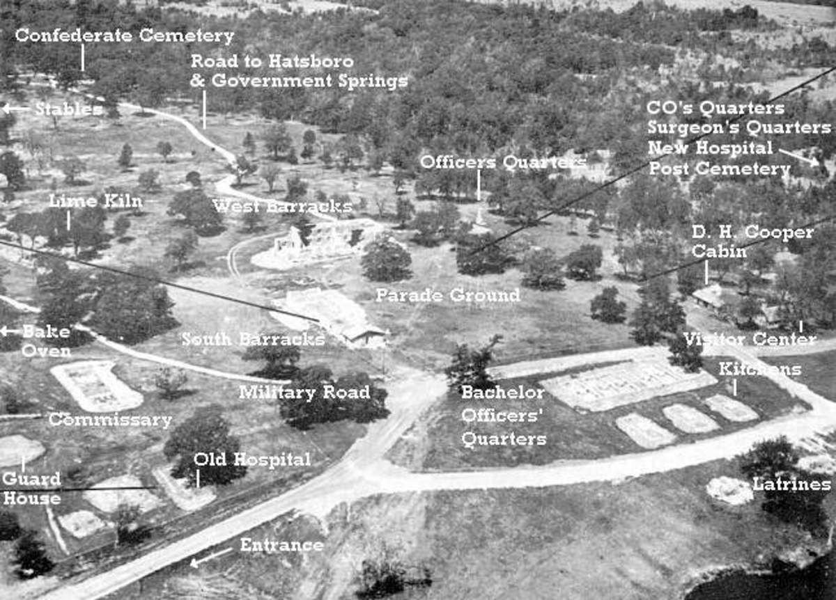 Oklahoma Civil War: Aerial View of Ft. Washita. Oklahoma Historical Society, 1975