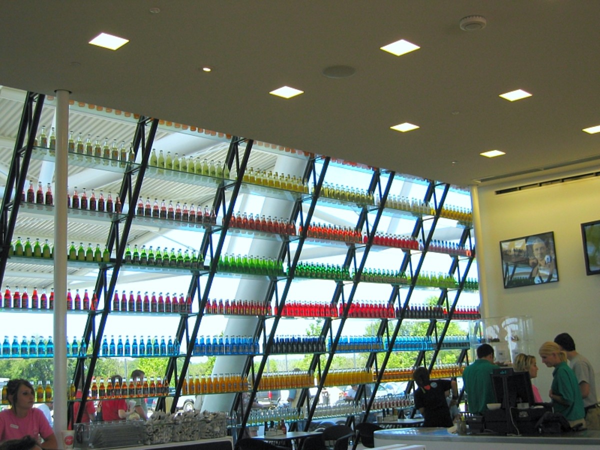 Windows lined with soda bottles. Windows lined with soda bottles.