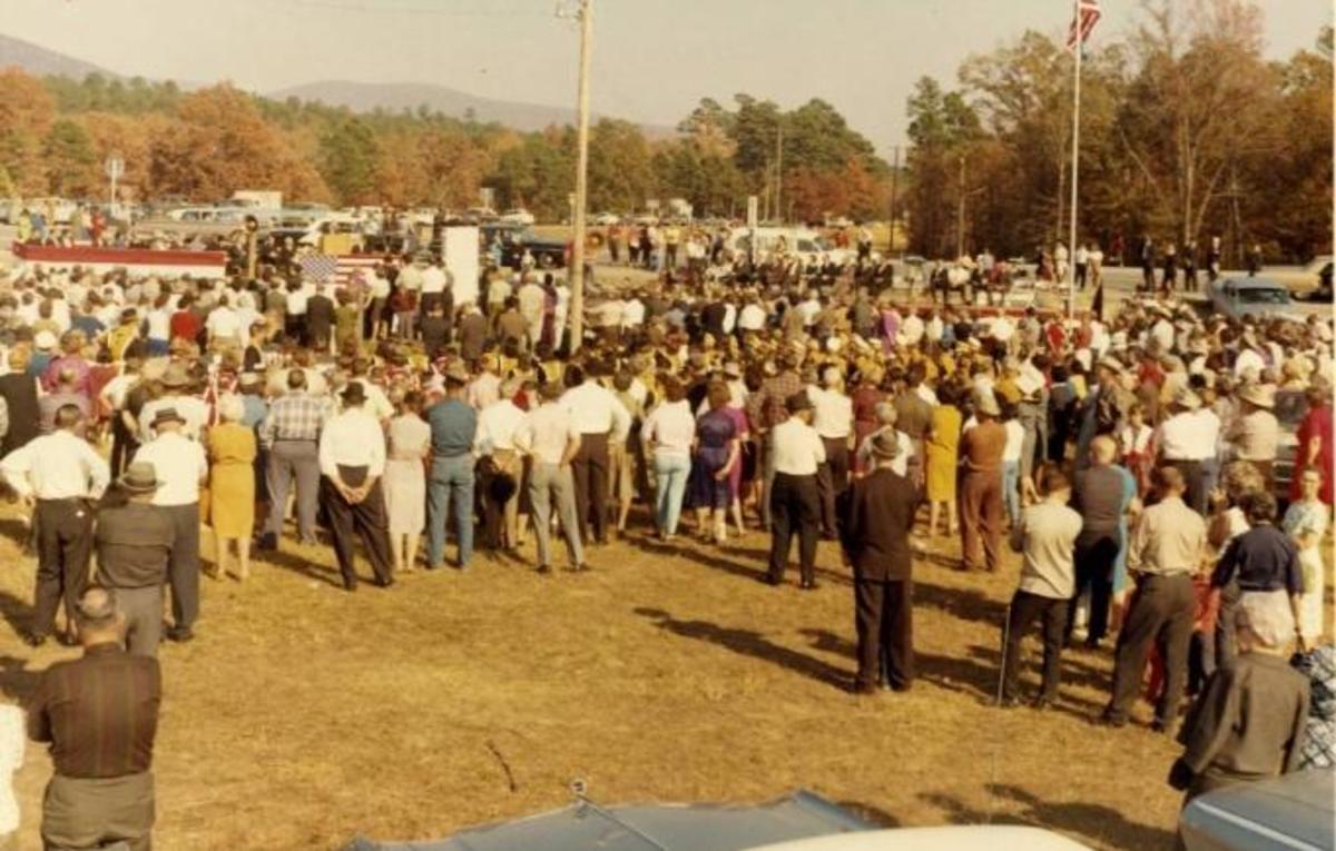 Some of the 25,000 people at Big Cedar to hear President John F. Kennedy Some of the 25,000 people at Big Cedar to hear President John F. Kennedy
