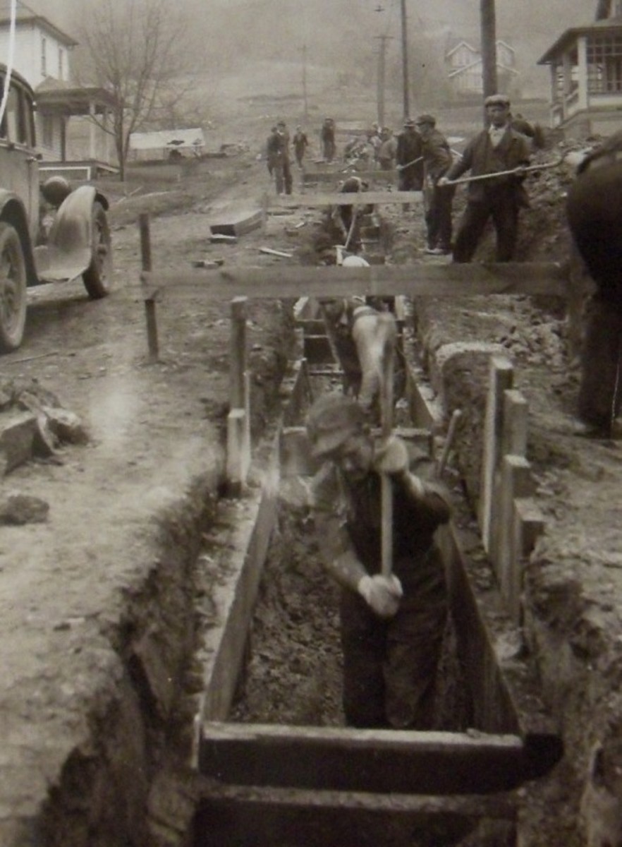 Typical WPA ditch digging operation, source and location unknown.