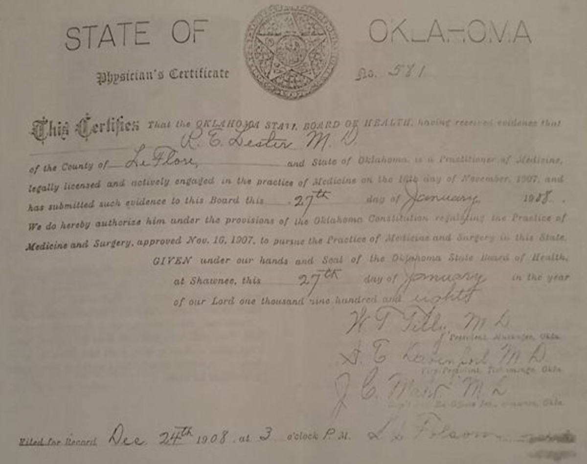 Dr. R. E. Lester's Medical Certificate Dr. R. E. Lester's Medical Certificate